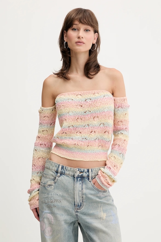 Пуловер Miss Sixty голи рамене розов 6S2RJ06700