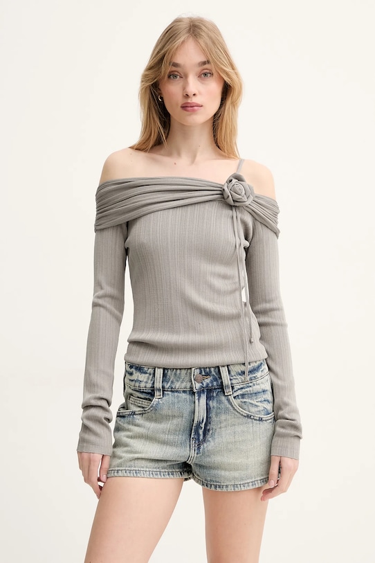 Miss Sixty pulover din amestec de mătase subtiri gri 6S1RJ50800
