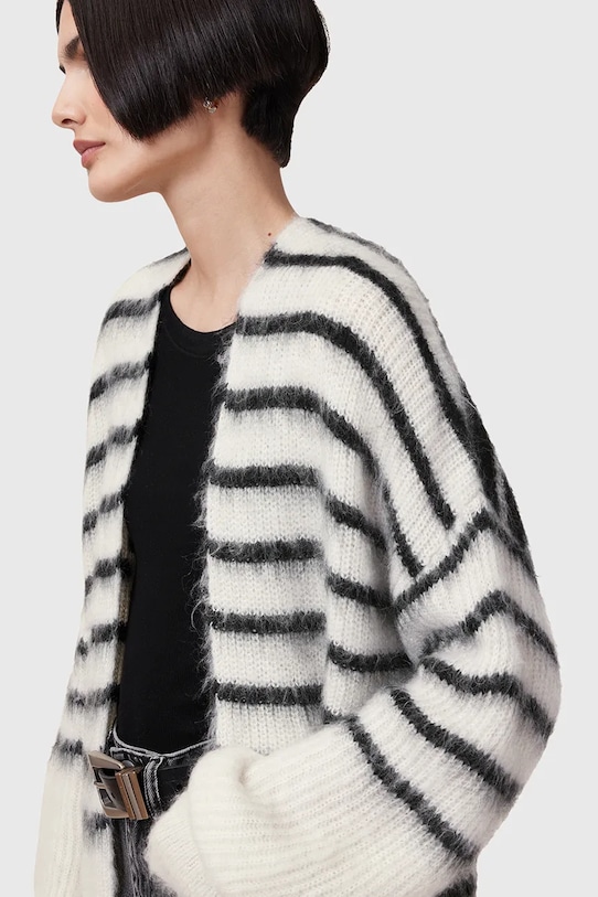 AllSaints cardigan din lână RIGA W005KC alb SS25