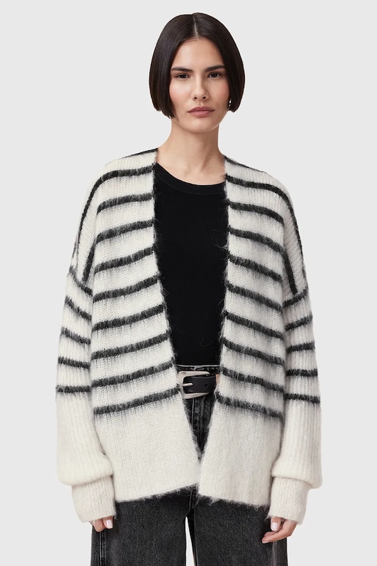 AllSaints cardigan din lână RIGA alb W005KC