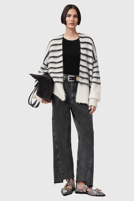 AllSaints cardigan din lână RIGA W005KC alb