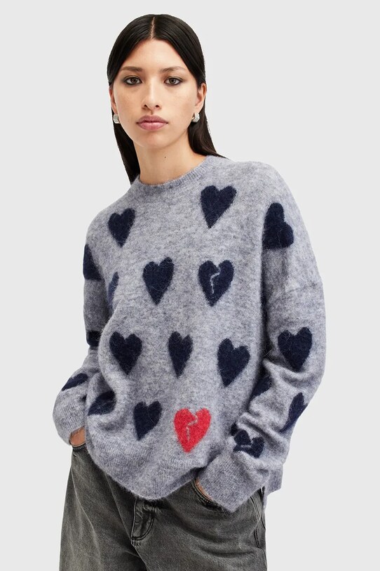 Шерстяной свитер AllSaints AMORA шерсть серый W043KC