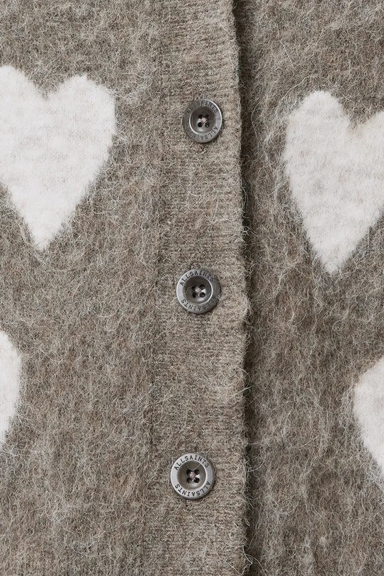 Vlnený kardigán AllSaints AMORA W042KC sivá SS25