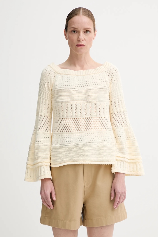 Bavlněný svetr BA&SH DAXIE kulatý béžová 1E25DAXI