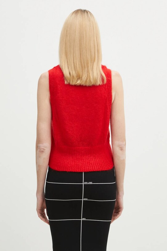Odzież GANNI kamizelka wełniana Light Mohair Tie String Vest K2344 czerwony
