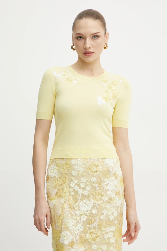 Ermanno Scervino pulóver aplikációval sárga 56TM031EZ0