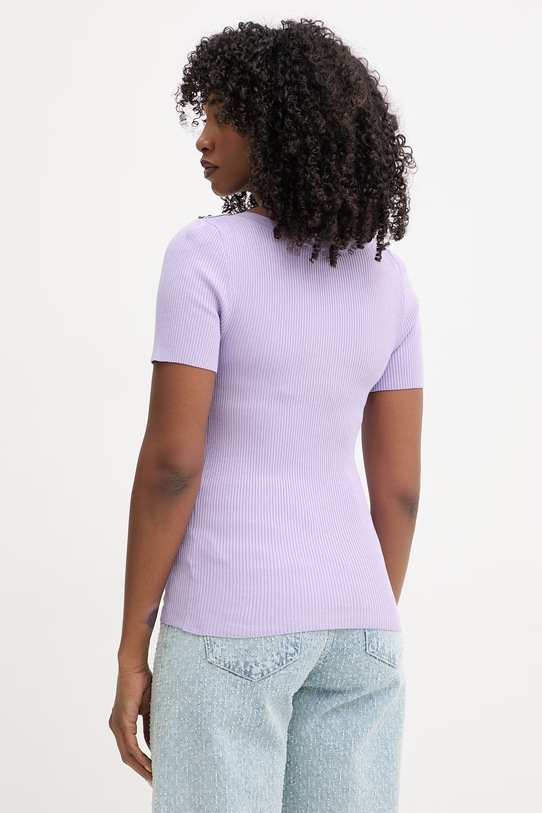Odzież Morgan sweter z krótkim rękawem damski z wiskozy MPIO MPIO fioletowy