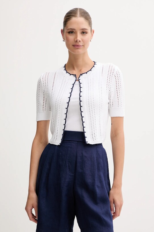 United Colors of Benetton cardigan din bumbac uni alb 1594E501Z