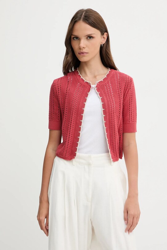 United Colors of Benetton cardigan din bumbac uni roz 1594E501Z