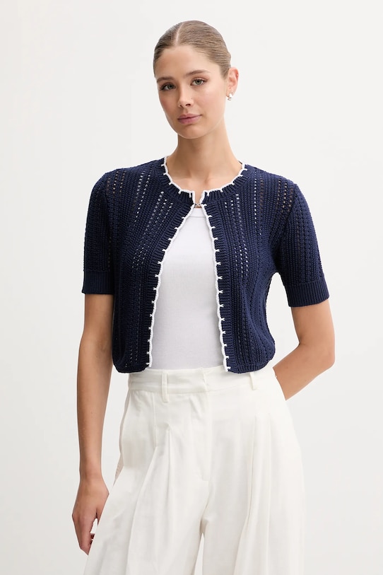 United Colors of Benetton cardigan din bumbac uni bleumarin 1594E501Z