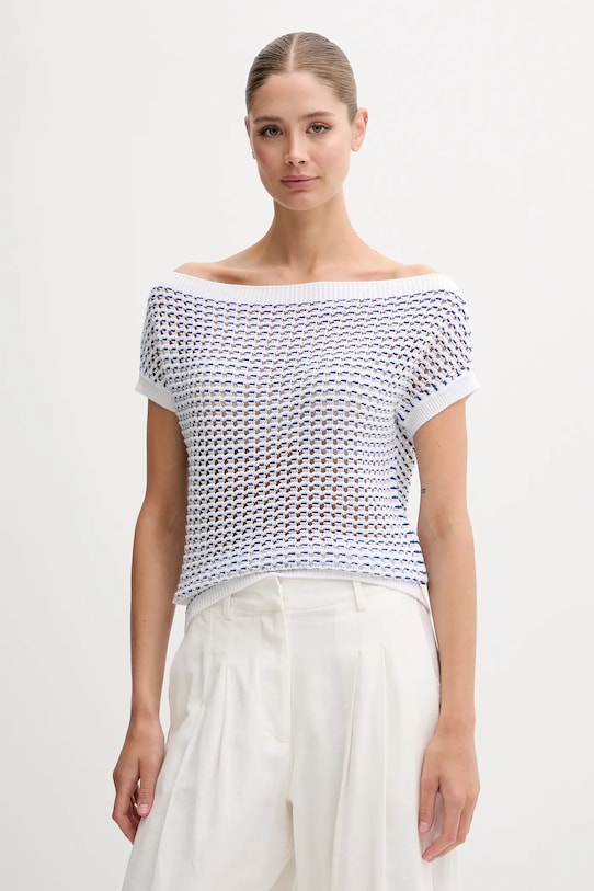 United Colors of Benetton sweter bawełniany wzorzyste biały 1394E10DW