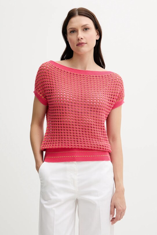 United Colors of Benetton sweter bawełniany wzorzyste różowy 1394E10DW