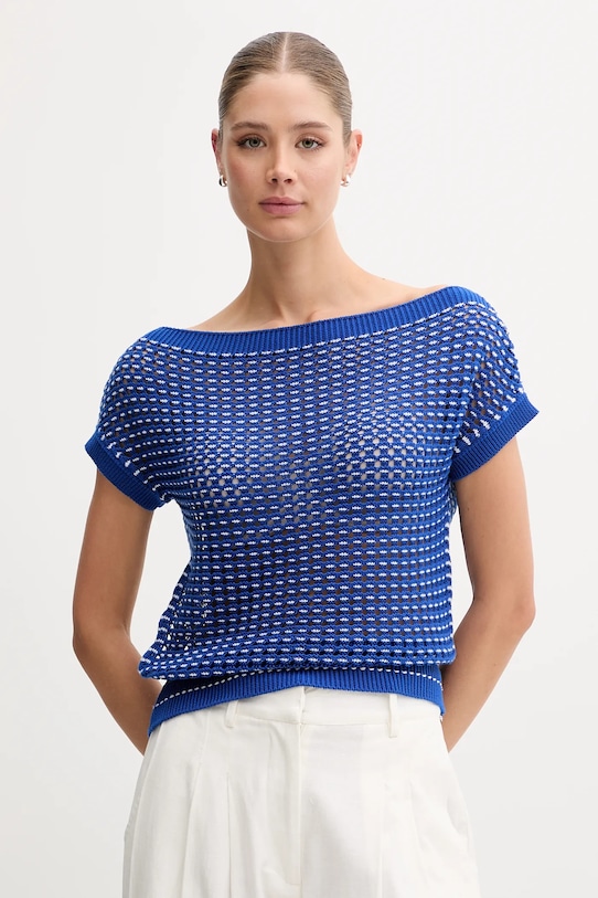 United Colors of Benetton sweter bawełniany wzorzyste niebieski 1394E10DW