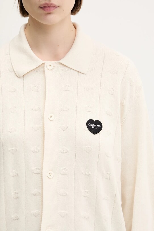 Bavlněný kardigan Carhartt WIP Drewe Cardigan béžová I035182.05XX