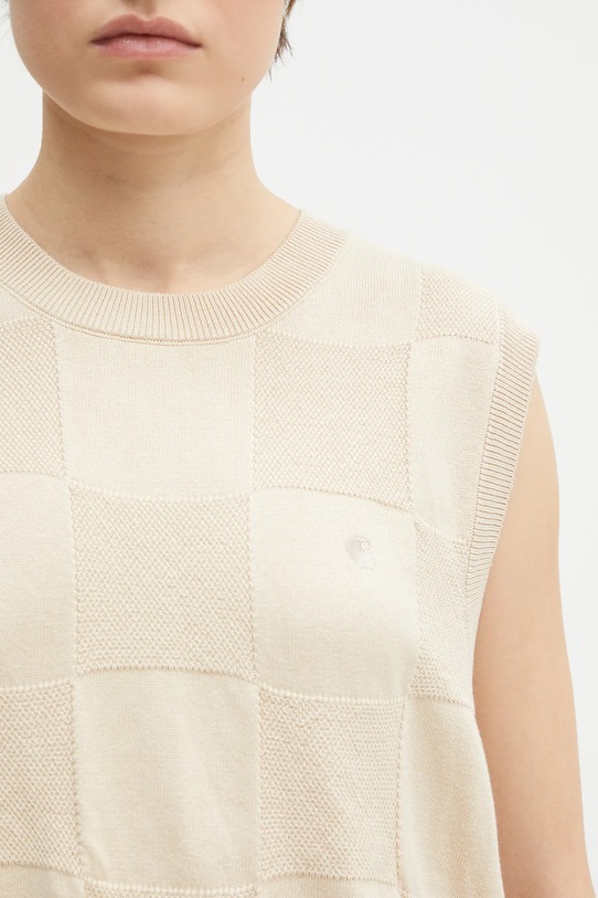 Carhartt WIP kamizelka bawełniana Checker Vest Sweater beżowy I034544.2LPXX