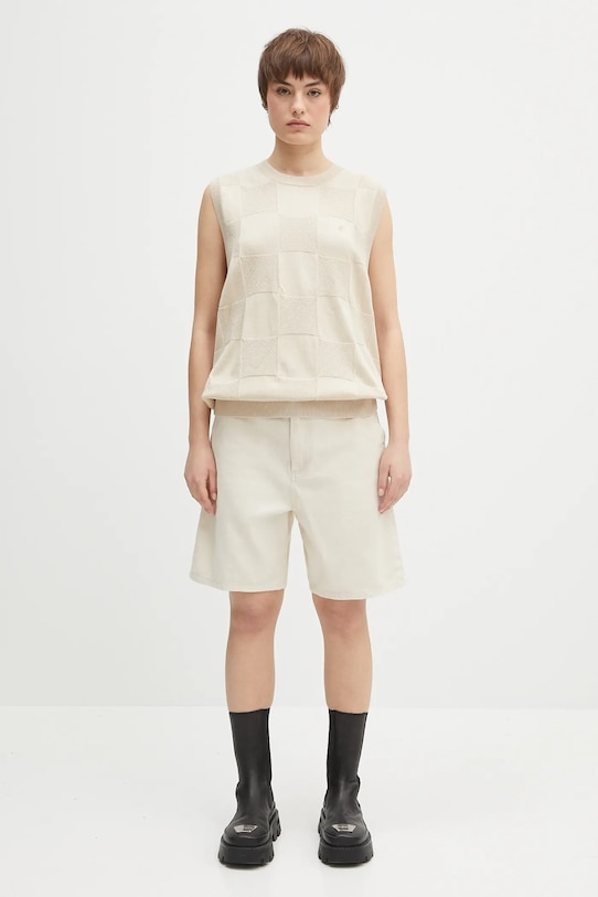 Carhartt WIP kamizelka bawełniana Checker Vest Sweater I034544.2LPXX beżowy