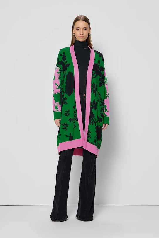 Bavlnený kardigán Bizuu ORMICA kvetinový zelená ORMICA.ZIELONY.SS25