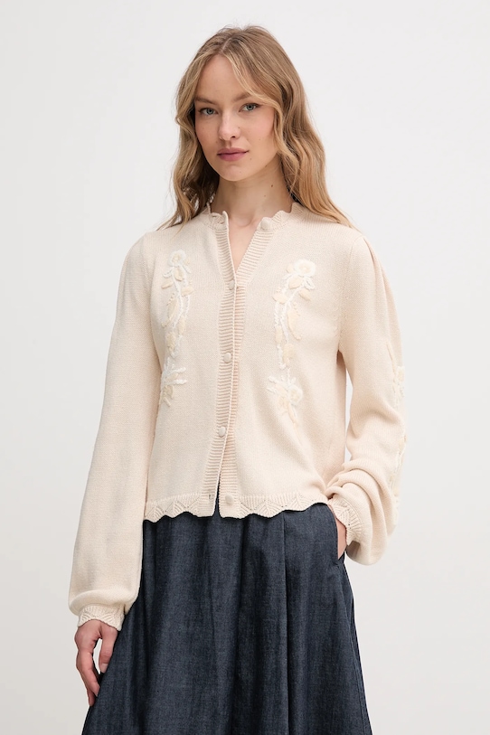 Hoss Intropia kardigan bawełniany aplikacja beżowy 6319508