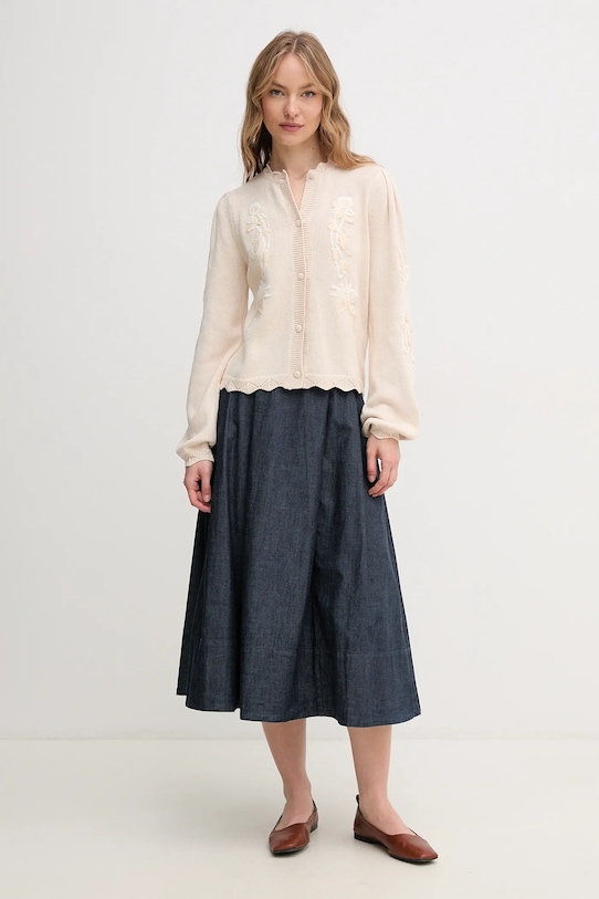 Hoss Intropia kardigan bawełniany 6319508 beżowy SS25