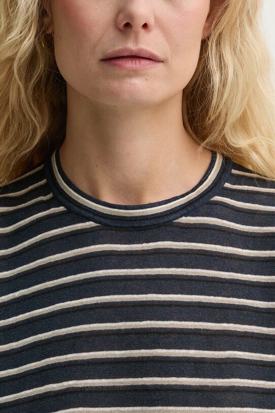 Theory t-shirt lniany P0313702 granatowy