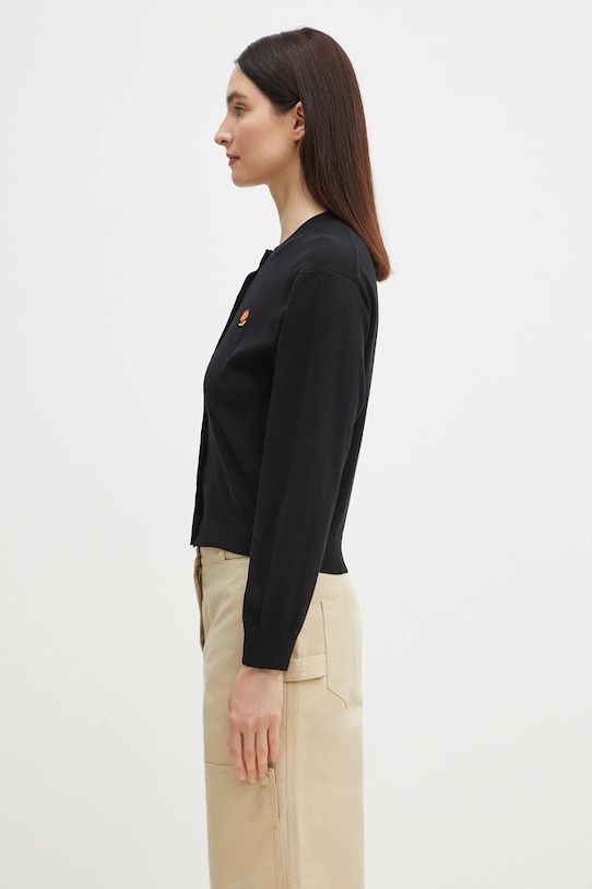 Vlněný kardigan Kenzo Pop FF52CA4823LB.99J černá SS25