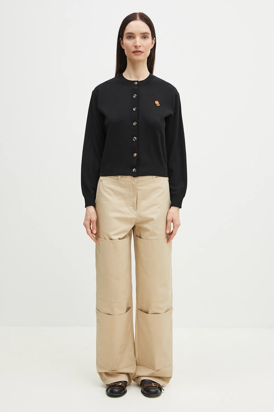 Μάλλινη ζακέτα Kenzo Pop FF52CA4823LB.99J μαύρο