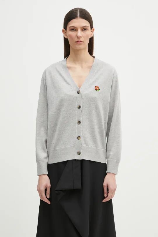 Kenzo woolen cardigan Pop fine-knit gray FF52CA4833LB.93