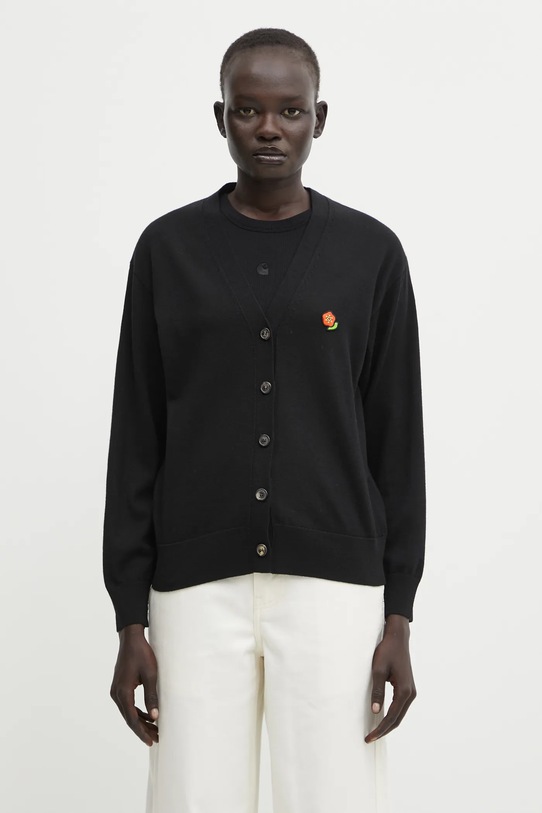 Μάλλινη ζακέτα Kenzo Pop απλικέ μαύρο FF52CA4833LB.99J