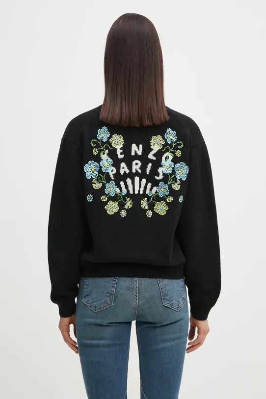 Îmbrăcăminte Kenzo cardigan din lana Jungle Flower FF52CA4993CN.99J negru