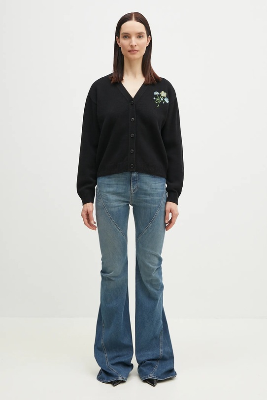 Μάλλινη ζακέτα Kenzo Jungle Flower FF52CA4993CN.99J μαύρο