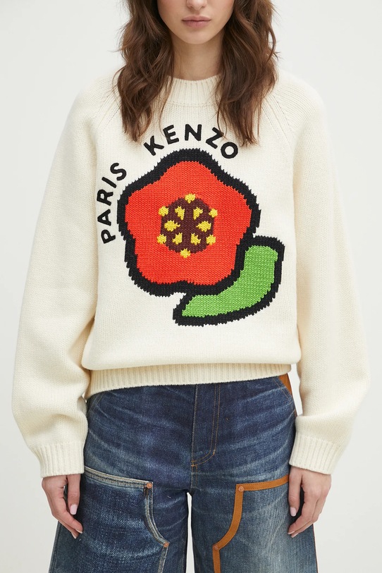 Kenzo pulover de lână Pop bej FF52PU7043LA.02