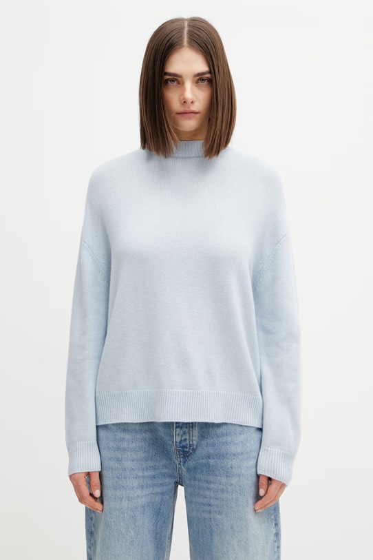 Anine Bing Lee Crew Sweater sweter kaszmirowy damski niebieski A.09.10662