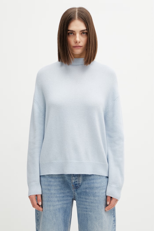 Anine Bing Lee Crew Sweater sweter kaszmirowy damski niebieski A.09.10662