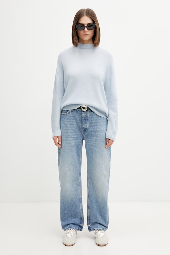 Anine Bing Lee Crew Sweater sweter kaszmirowy damski A.09.10662 niebieski