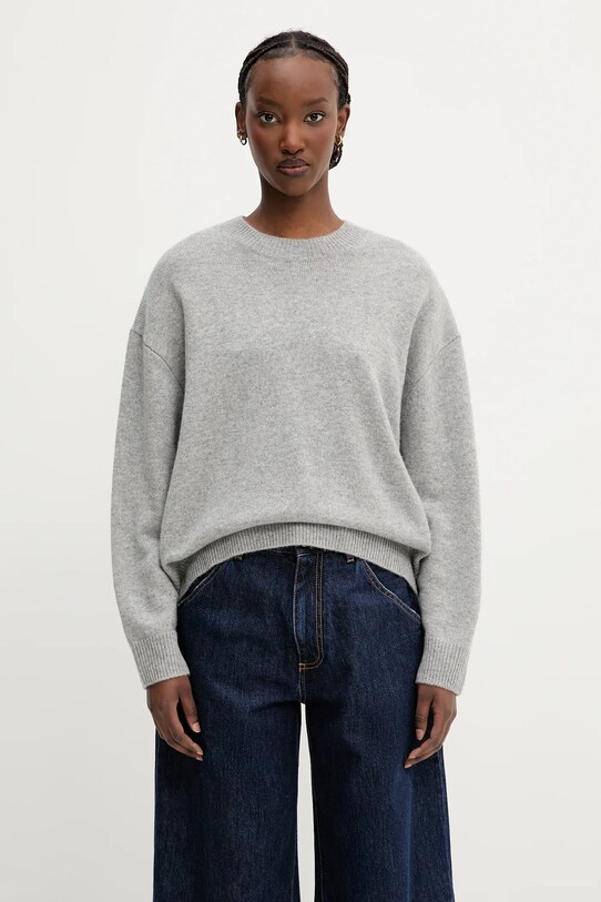 Anine Bing maglione in cachemirie Lee Crew Sweater semplice grigio A.09.10662