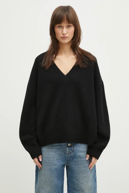 Anine Bing sweter kaszmirowy Lee Sweater wełna czarny A.09.3280