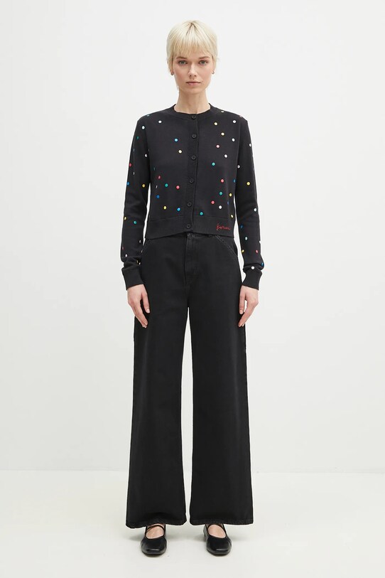 Fiorucci kardigan wełniany Confetti Dot Print Logo W02SPKCA337KN03BK01 czarny