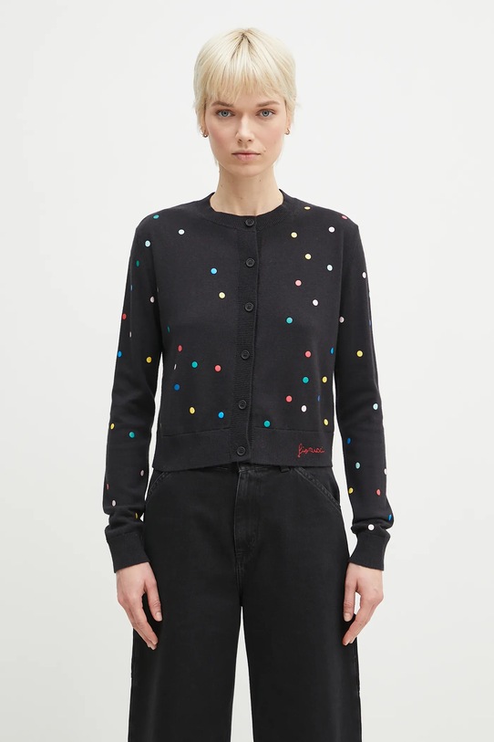 Vlnený kardigán Fiorucci Confetti Dot Print Logo vlna čierna W02SPKCA337KN03BK01
