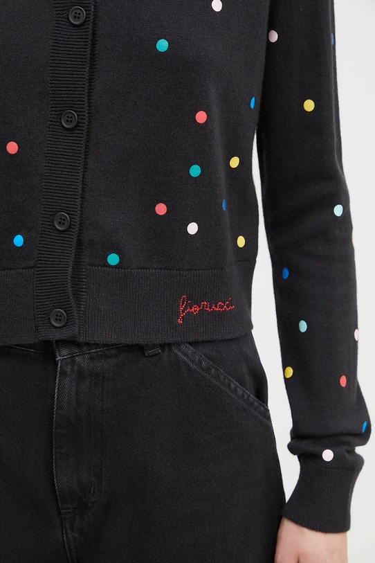 Шерстяной кардиган Fiorucci Confetti Dot Print Logo чёрный W02SPKCA337KN03BK01