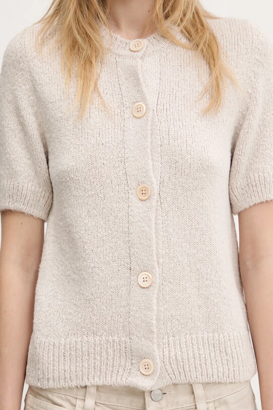 Hedvábný kardigan Our Legacy Shrunken Cardigan béžová W2253SO