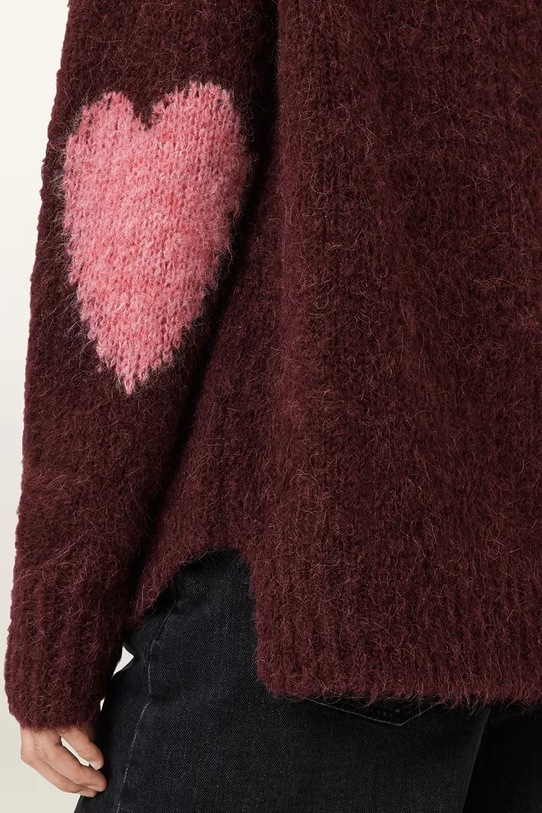 Odzież AllSaints sweter z dodatkiem wełny LUVHEART W078KC czerwony
