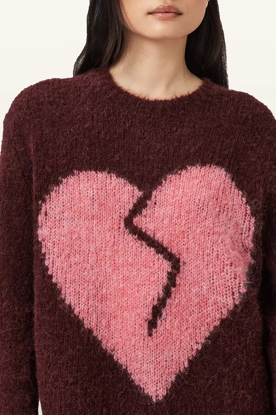 AllSaints sweter z dodatkiem wełny LUVHEART czerwony W078KC