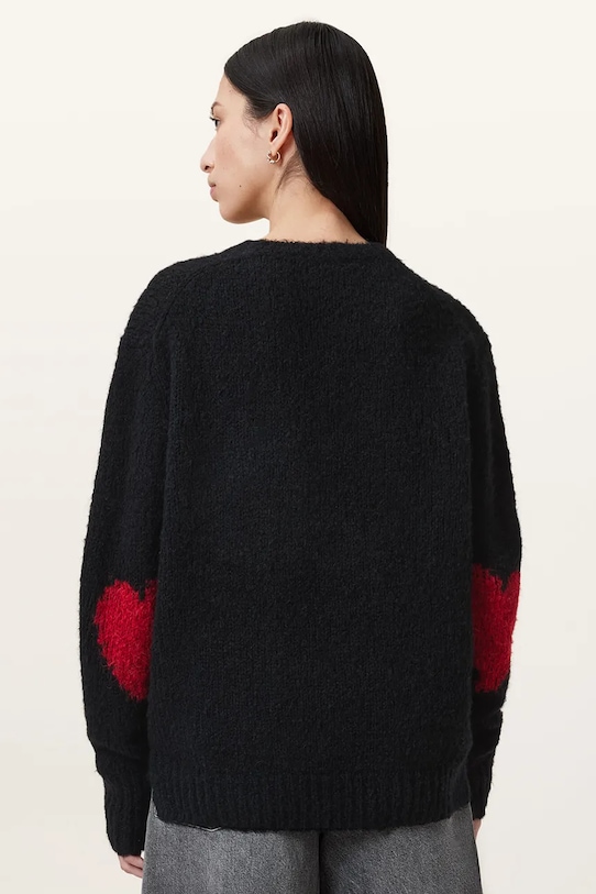 AllSaints sweter wełniany LUVHEART czarny W078KC