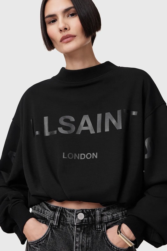 Бавовняна кофта AllSaints BIGGY ASTER W094JC чорний SS25