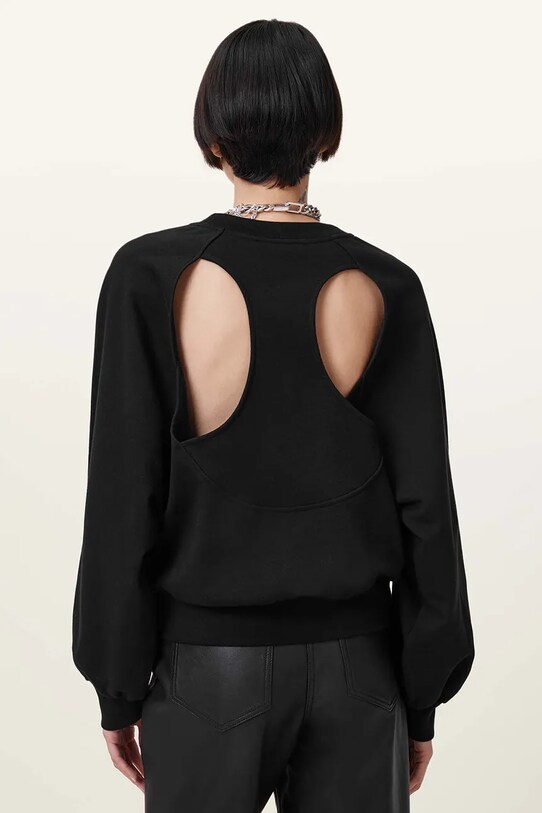 AllSaints hanorac de bumbac KIARA CYGNET W156JC negru SS25