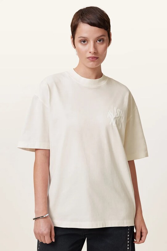 AllSaints t-shirt bawełniany ORLANDO ETTA nadruk biały W267JB