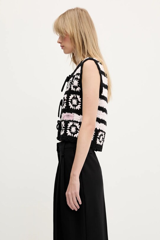 Bavlněný kardigan GANNI Cotton Crochet K2440 růžová SS25