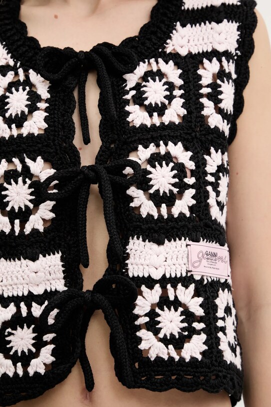 Bavlněný kardigan GANNI Cotton Crochet růžová K2440
