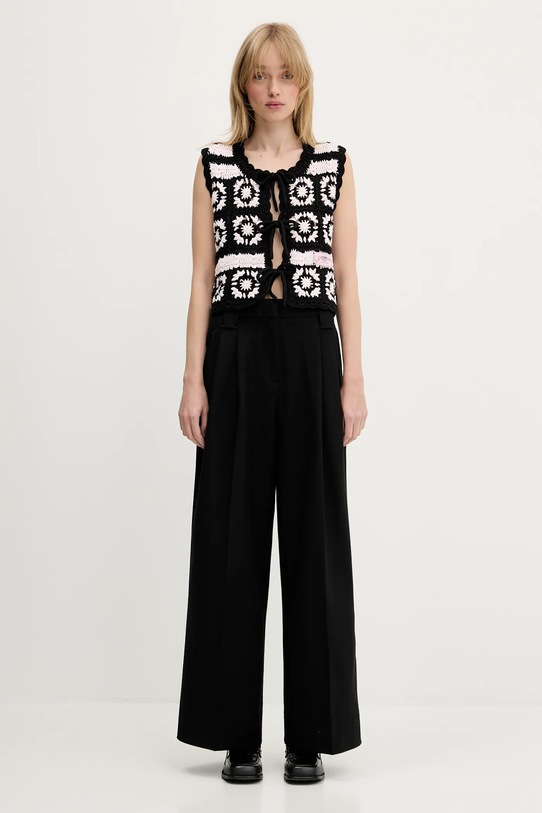 Bavlněný kardigan GANNI Cotton Crochet K2440 růžová