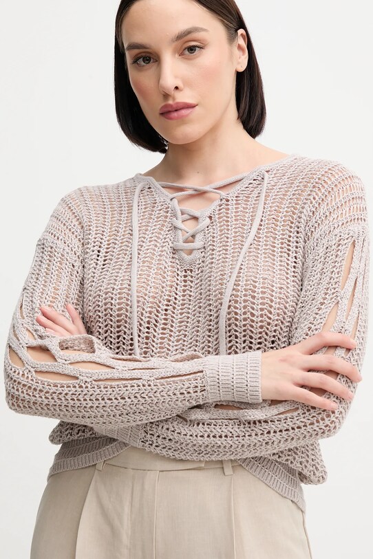 Sisley sweter szary 15PLM401A